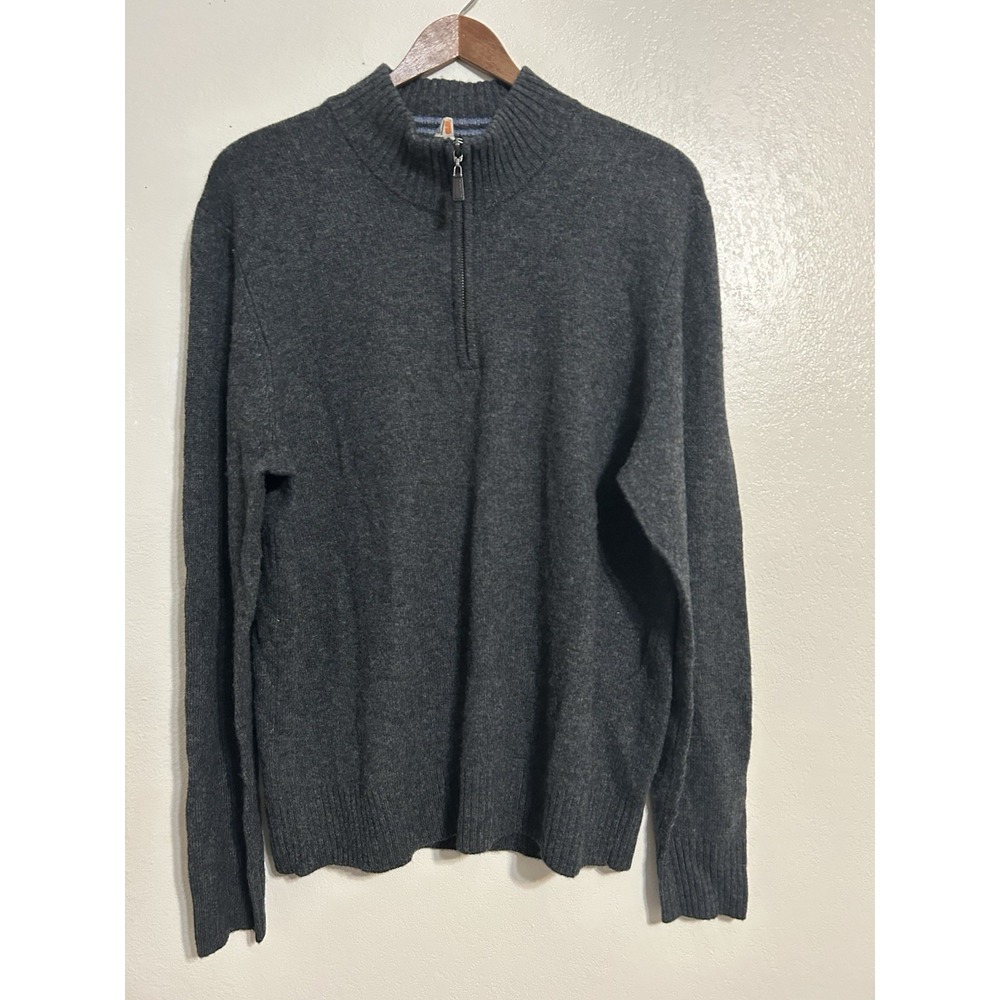 C/89Men 1/4 Zip Lambswool Sweater 2XL Gray Soft